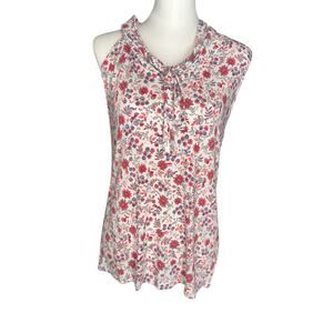 Pendleton Sleeveless Top White Blue Pink Floral Large